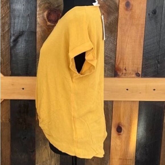 New with tags Pink Rose gold rayon knot front top with cap sleeve, size S - Picture 3 of 7